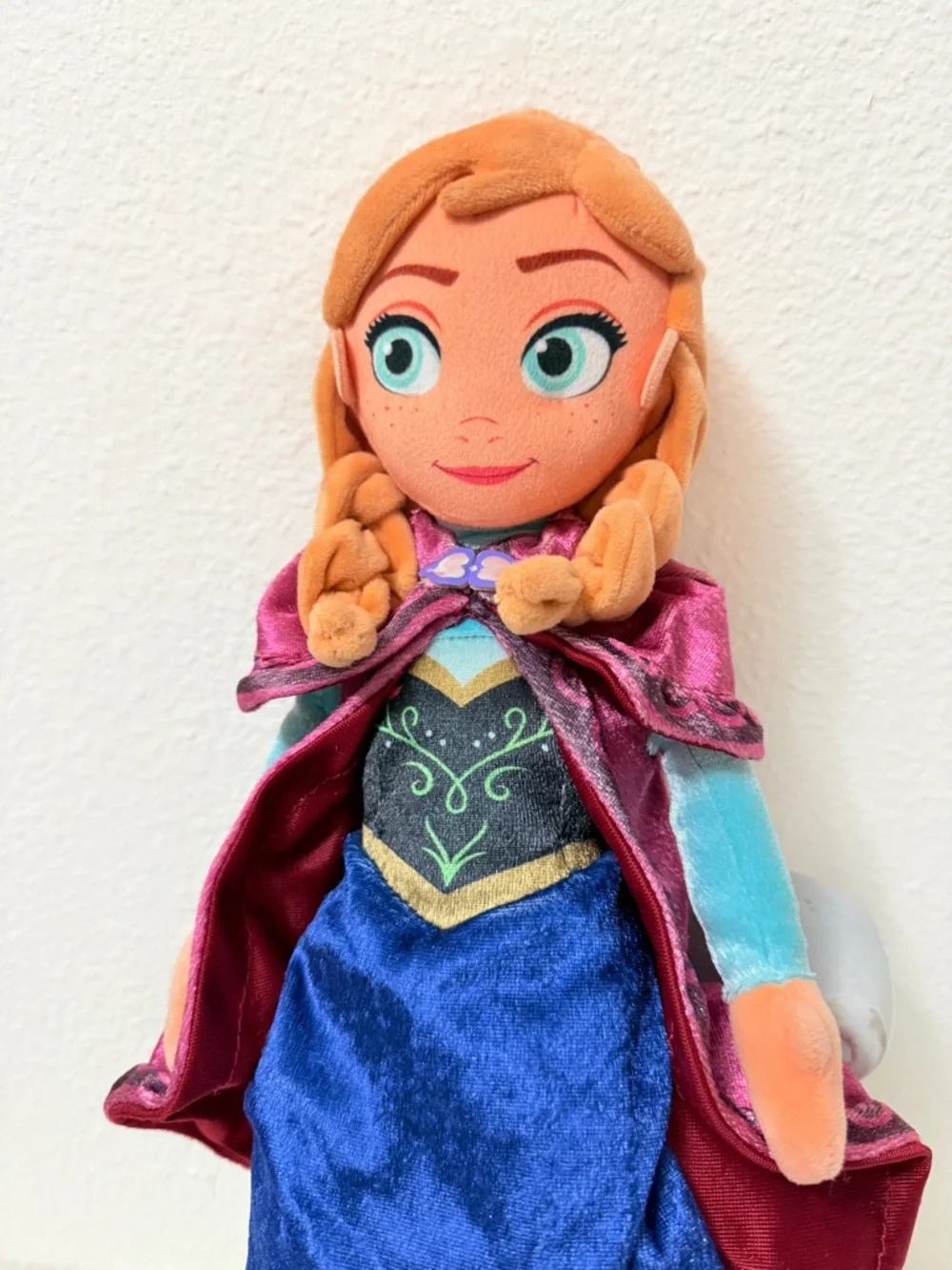 Disney Store Frozen Anna Plush Doll 17” Soft Stuffed Toy Princess Blue Dress